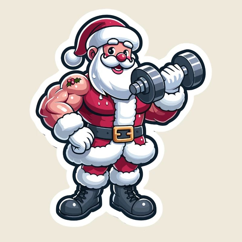 Santa Strength Training Sticker
