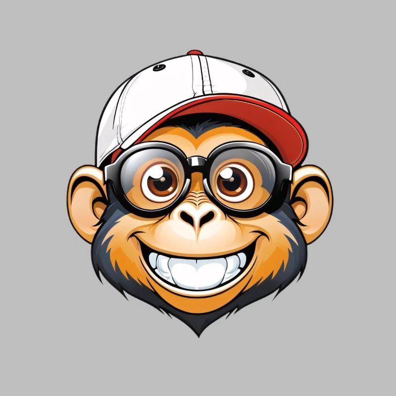 Monkey with cap and glasses
