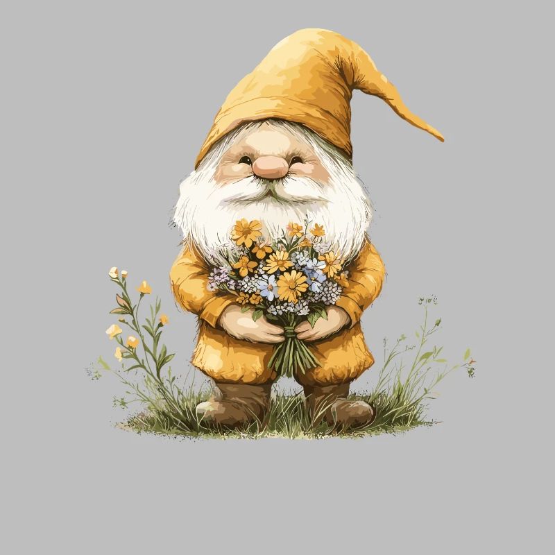 Gnom mit Blumenkorb