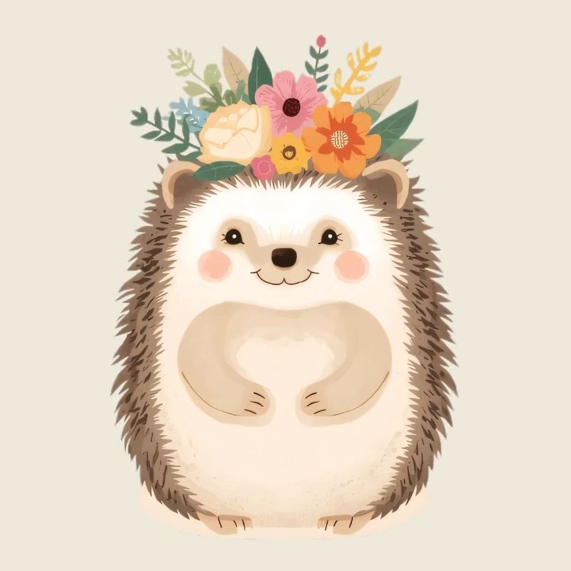 Hérisson en couronne de fleurs : doux ami de la forêt