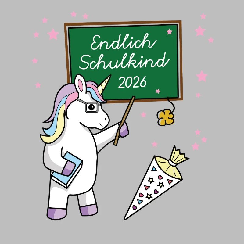 Endlich Schulkind 2026 Einschulung Schule Einhorn