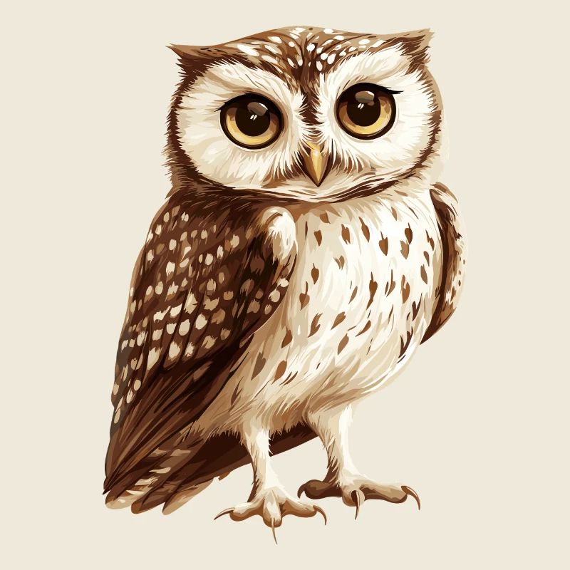 Illustration de la chouette fauve dans des tons bruns chauds