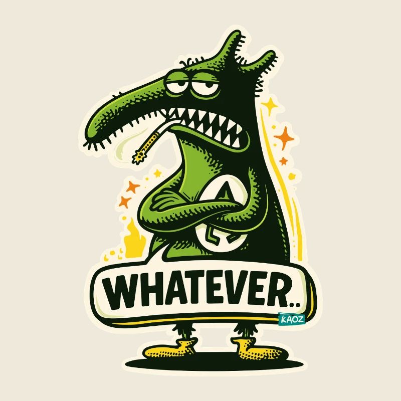 Green Monster Dino with Whatever Attitude