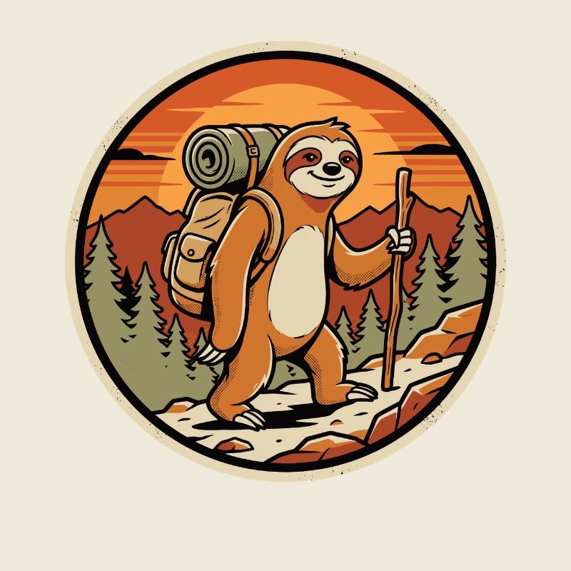 Faultier Wanderer Retro Badge