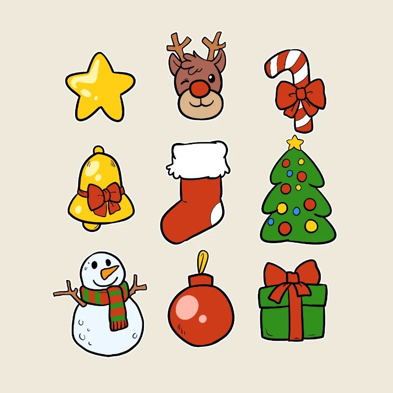 Christmas Symbols Sticker Set Advent Christmas