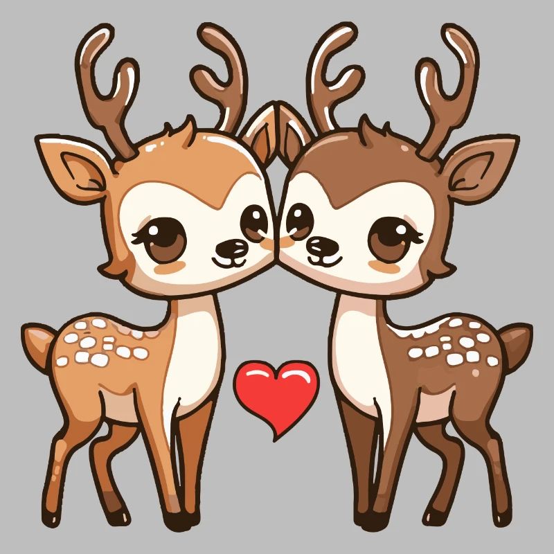 Hirsch Comic Paar Liebe
