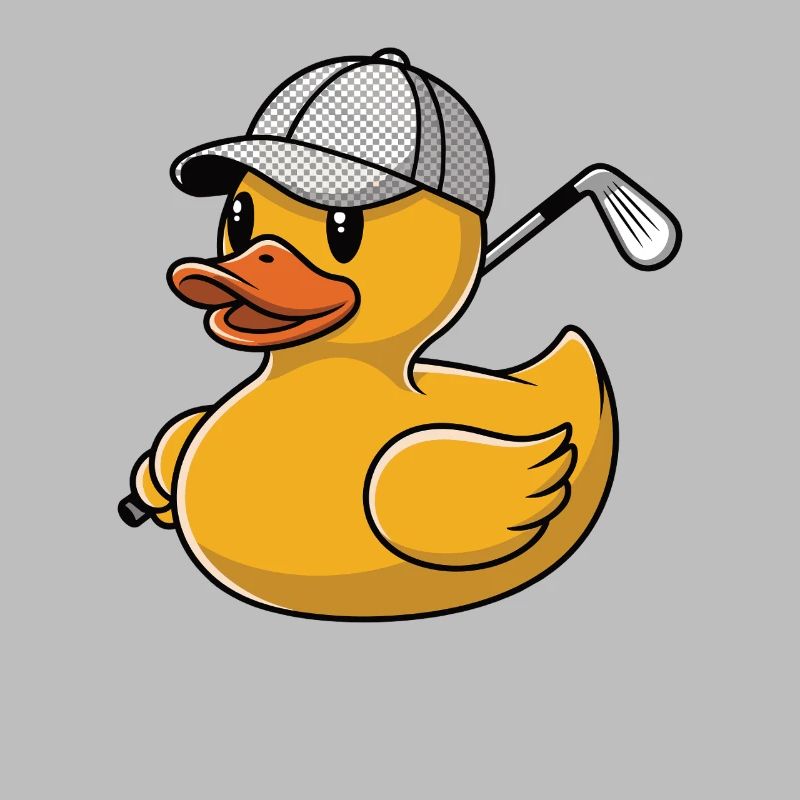 Gummiente mit Golfschläger