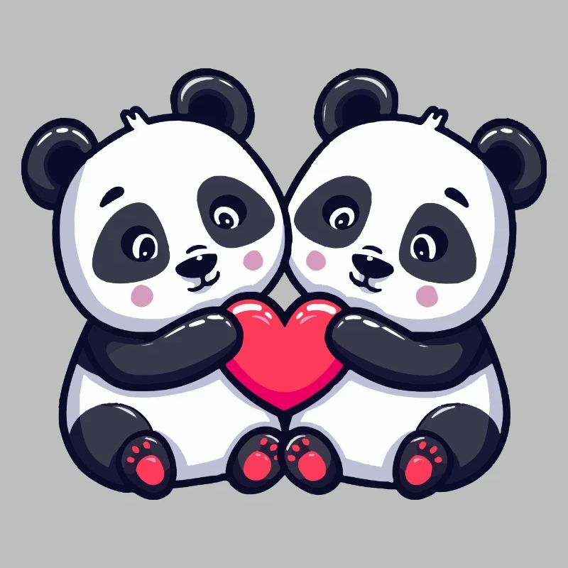 Panda Comic Paar Liebe