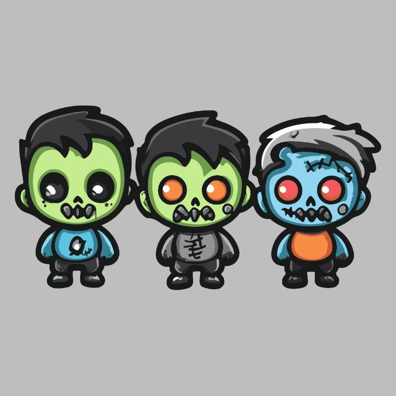 Zombies Halloween Niedlich Comic