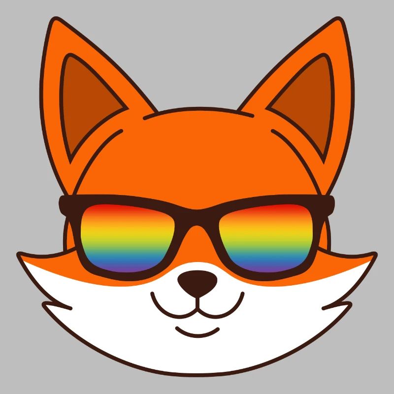 Renard avec lunettes de soleil arc-en-ciel
