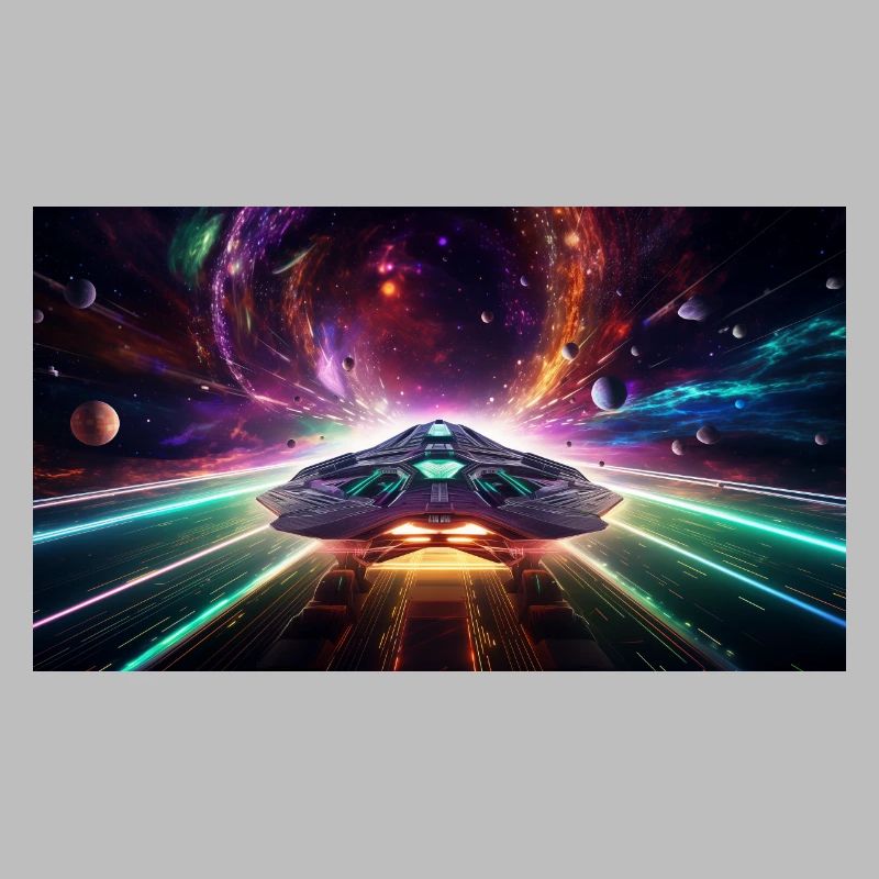 Spaceship on a journey through the galaxy