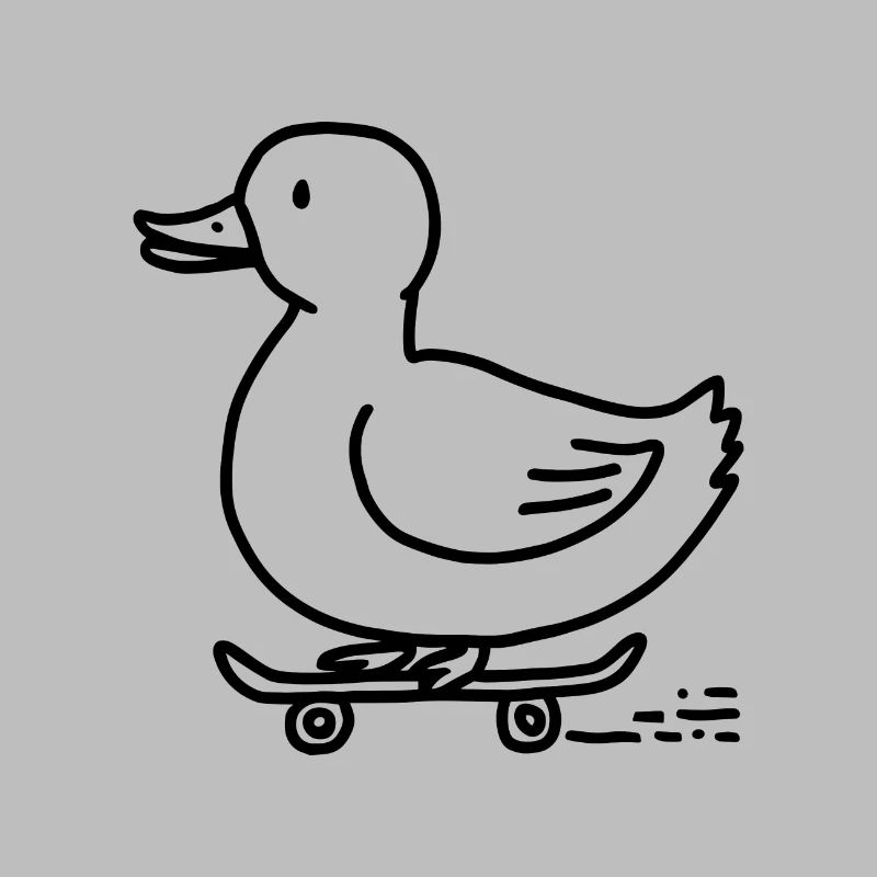 Funny duck on a skateboard for skaters