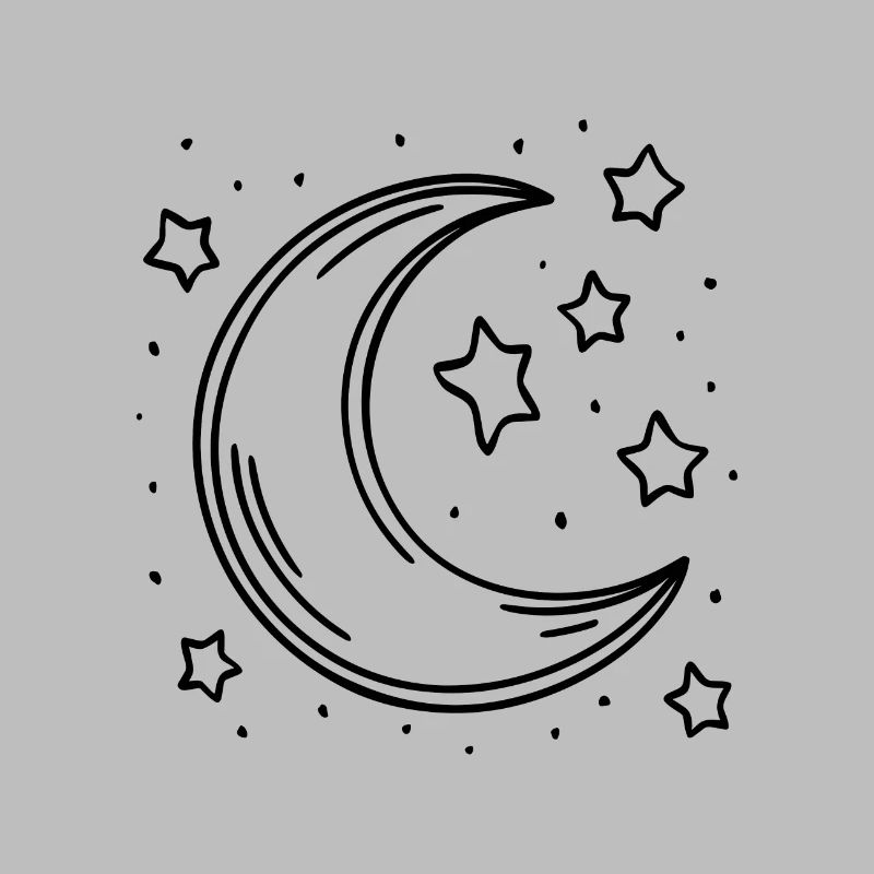Croissant de lune, croissant de lune et étoiles