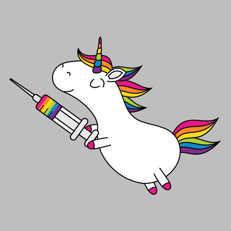 Licorne Immunicorn avec seringue arc-en-ciel