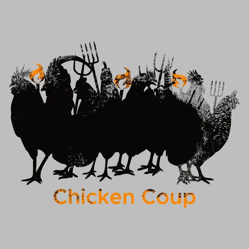 Chicken Coup - Black Chickens on Grey