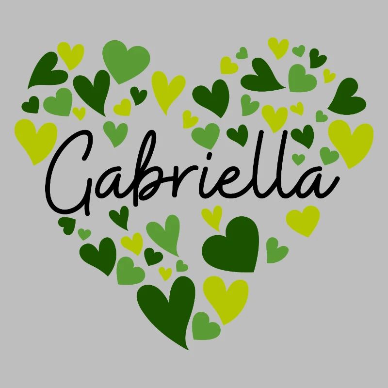 gabriella Nom Design avec Oreille verte en forme de cœur