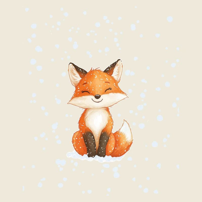 Fuchs mit Schneeflocken