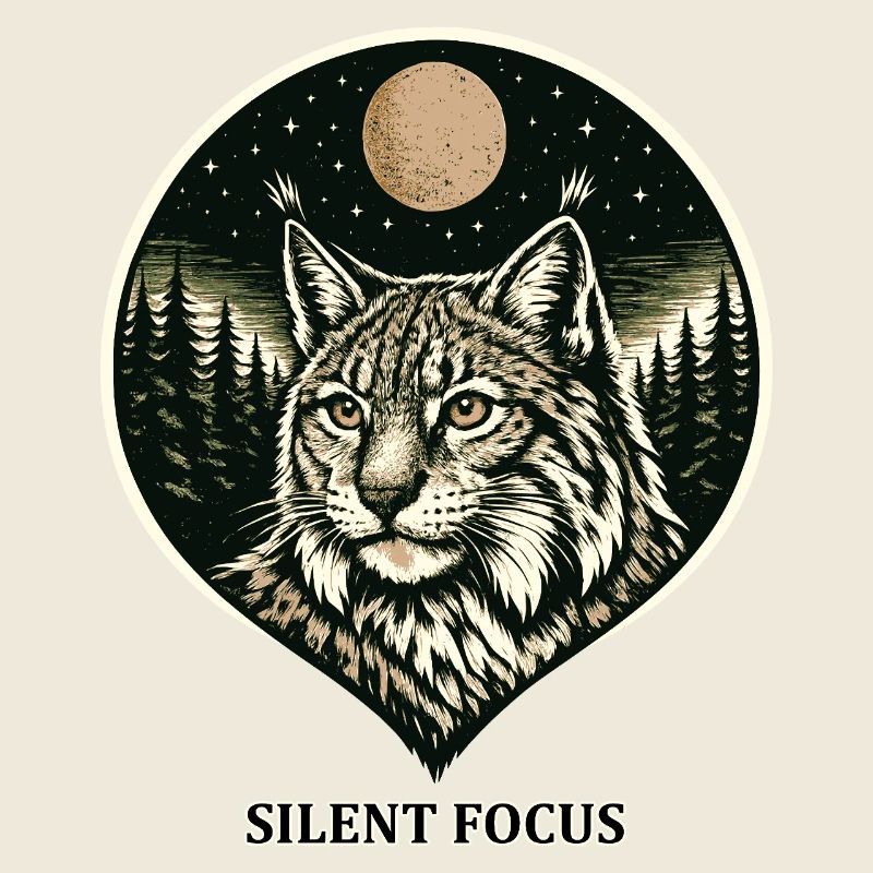 Silent Focus - Lynx dans le style de la gravure sur bois