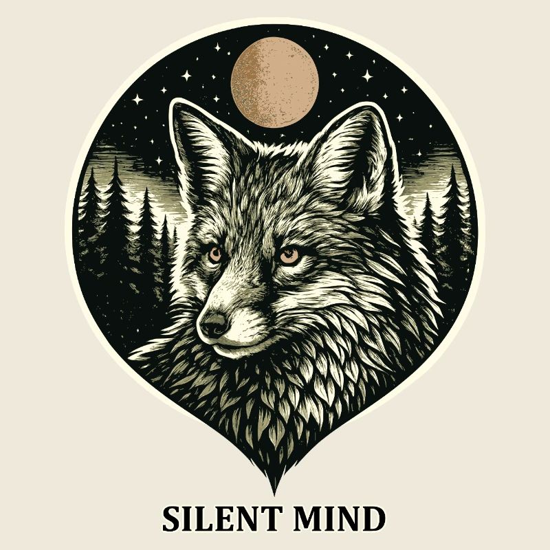 Silent Mind - Fuchs im Woodcut Stil