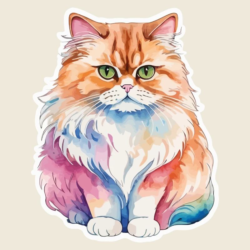 Aquarelles de chat persan