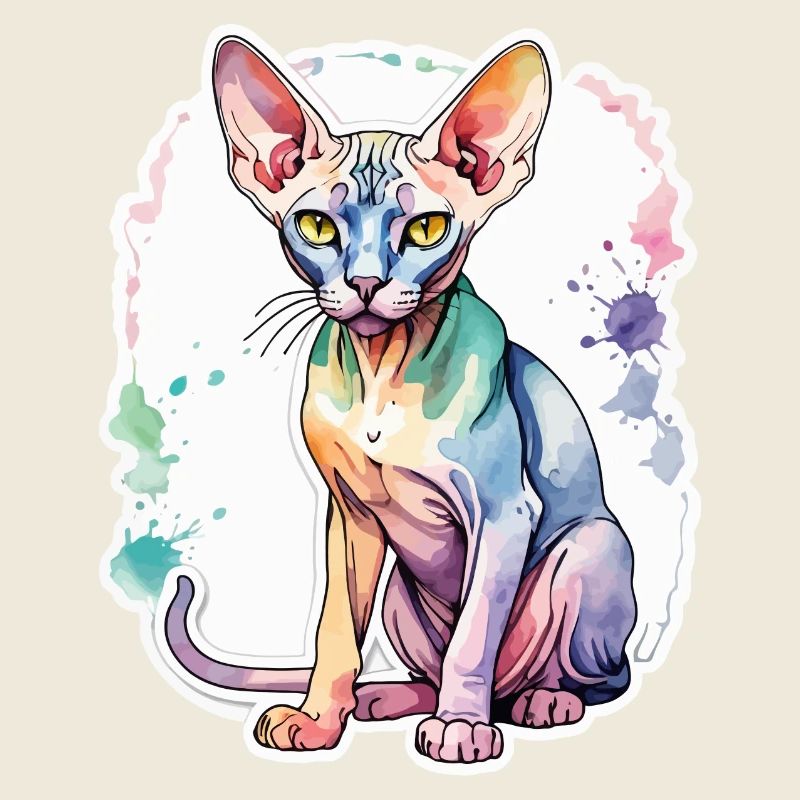 Sphynx Chat Aquarelles