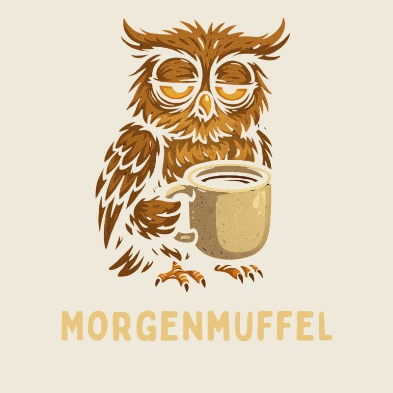 Morgenmuffel-Eule mit Kaffee