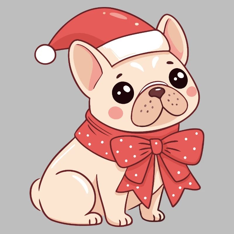 Festive Puppy with Hat and Bow