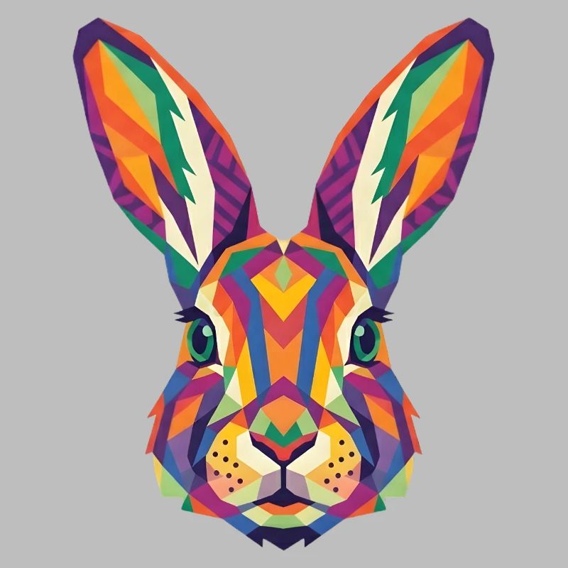 Colorful Geometric Rabbit Head Pop Art