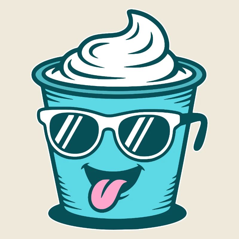 Crème Joghurt Sahne Eis - Becher mit Sonnenbrille