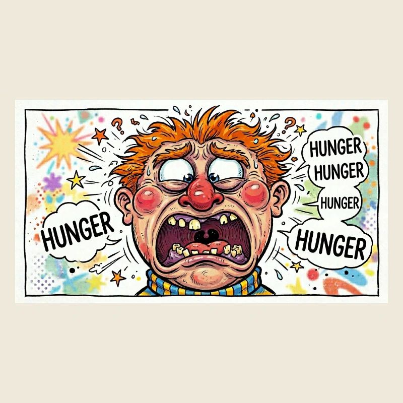 Hunger Caricature: Explosive Cartoon Look