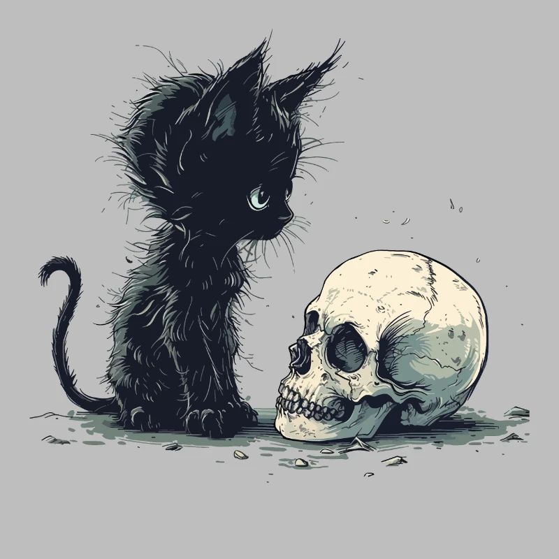 Chaton gothique Emo mignon et crâne