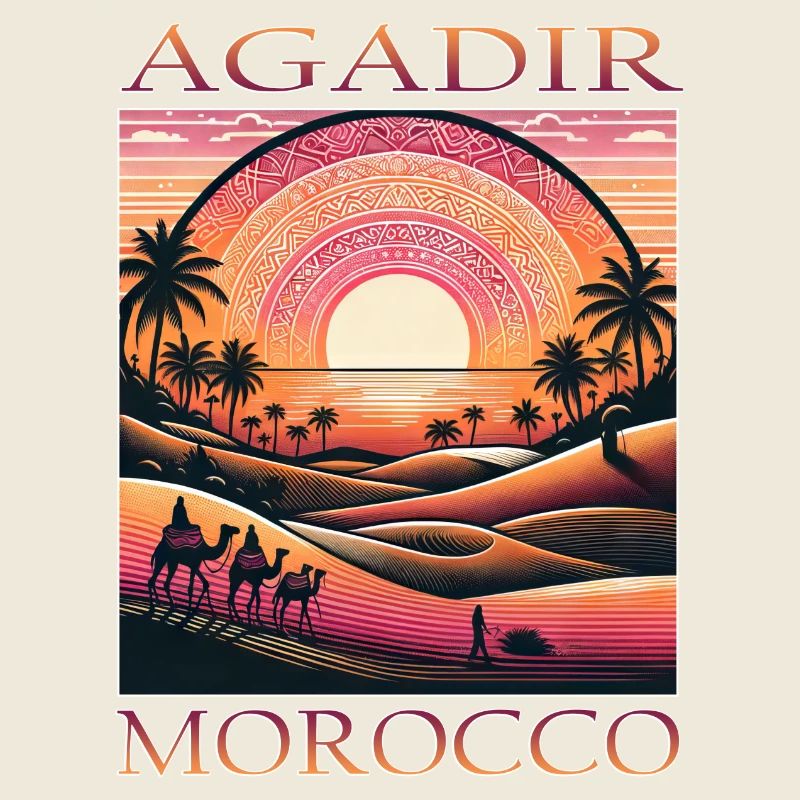 Agadir Marokko Wüste Kamel Urlaub Sonnenuntergang