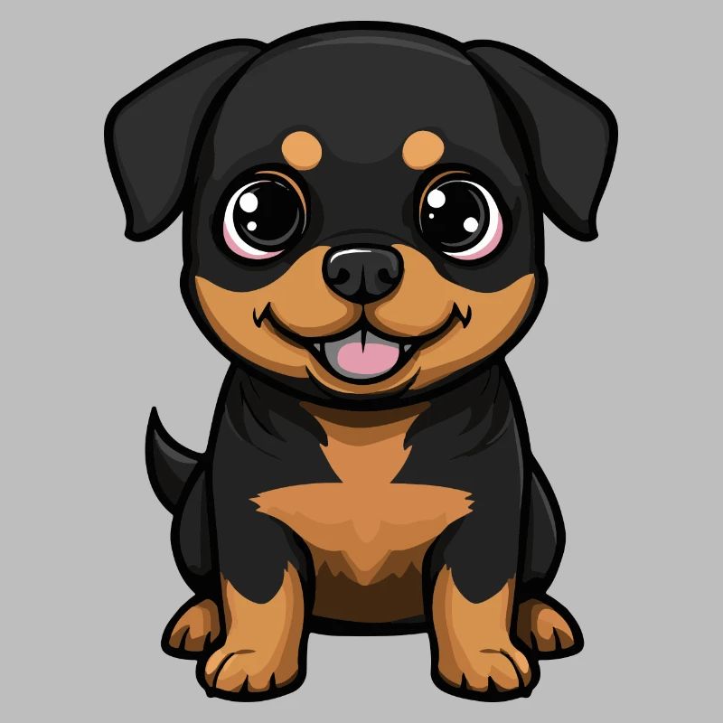 Rottweiler chien bande dessinée mignon