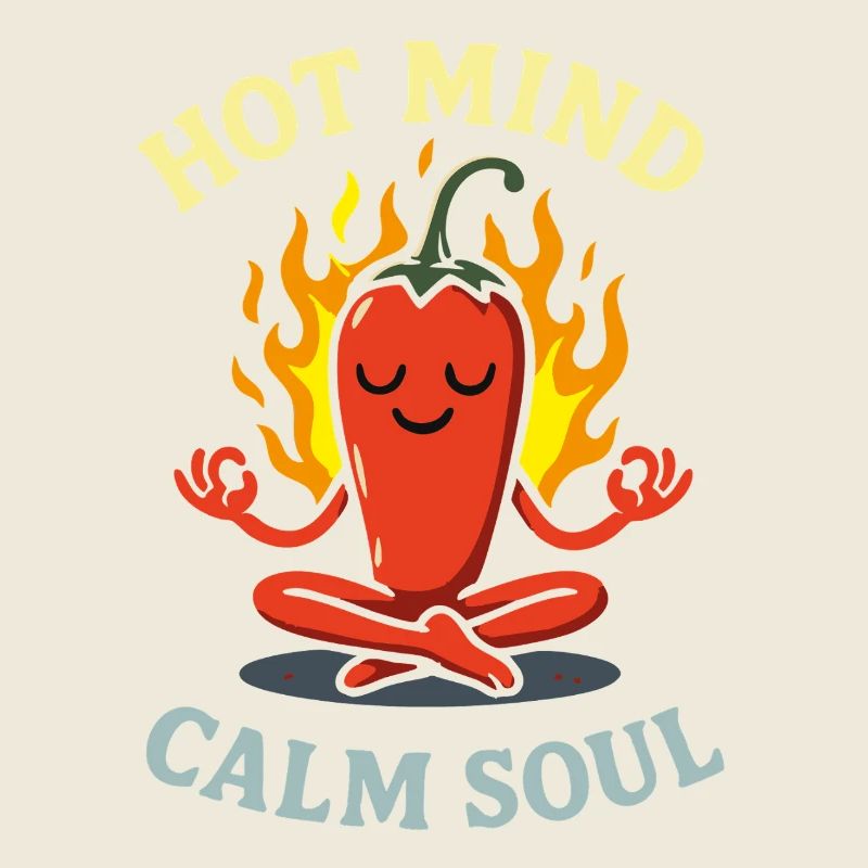 Hot Mind Calm Soul – Funny Chili Comic Design