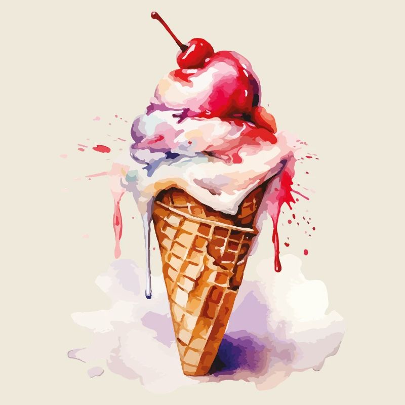 Aquarell Eiscreme Tropfen Kunst Cone