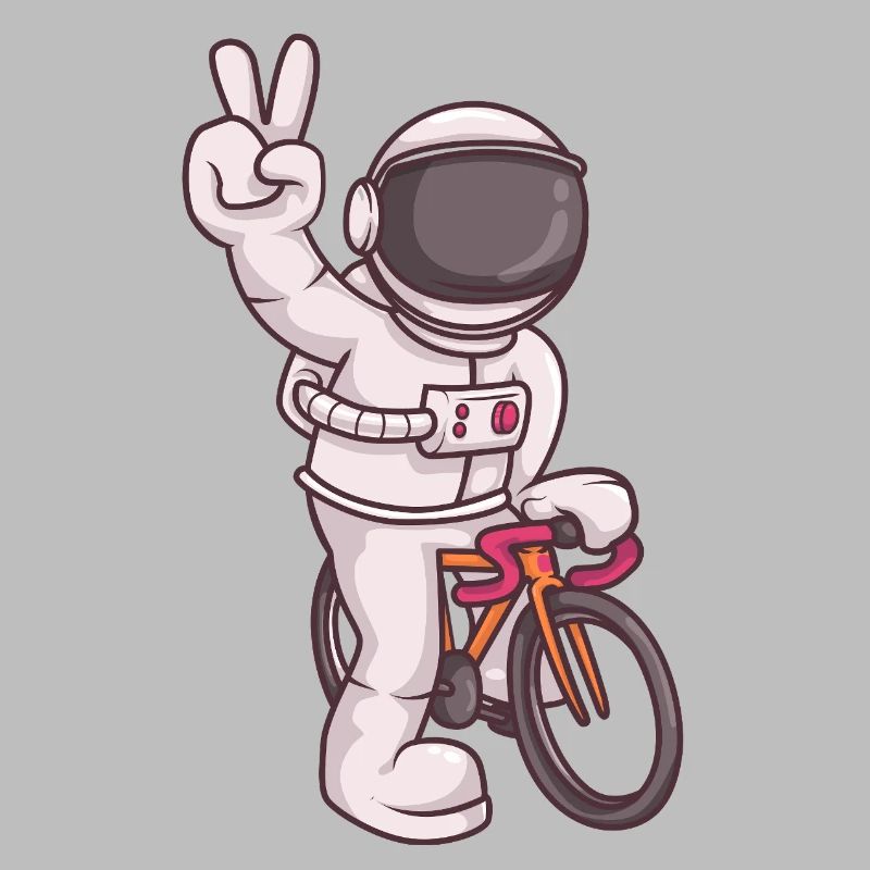 Astronaute chevauchant un vélo fixie – Peace Pose Space