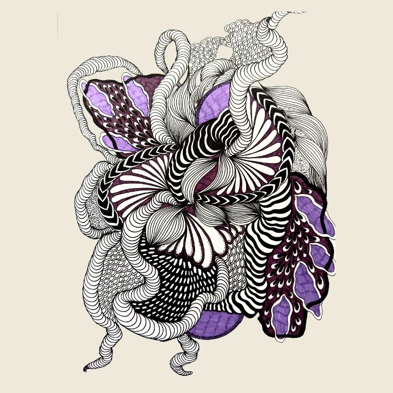 Op Art Purple Spiral Pattern
