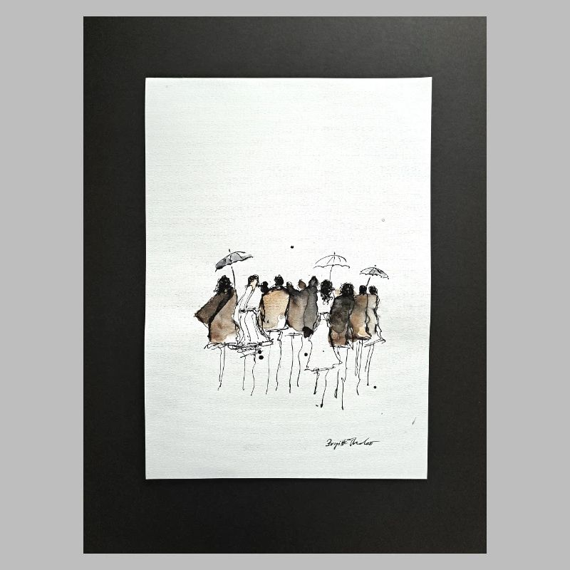 Mode, Menschen abstrakt. Aquarell  mit Tusche