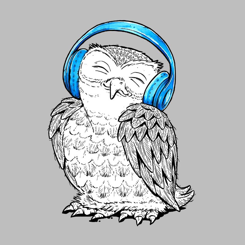 Owl with headphones