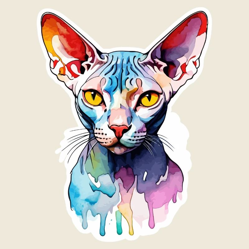 Sphynx Chat Aquarelles