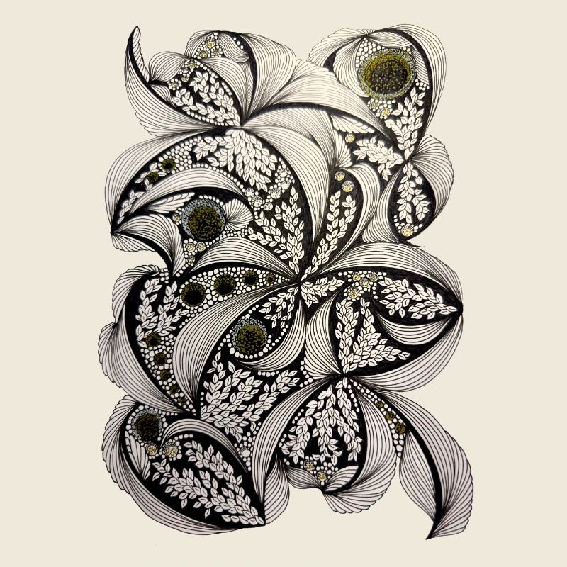 Ornement en spirale de feuilles