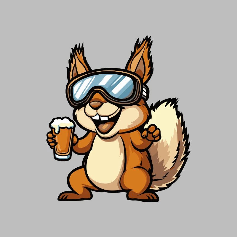 Eichhörnchen Apres Ski Bier Comic