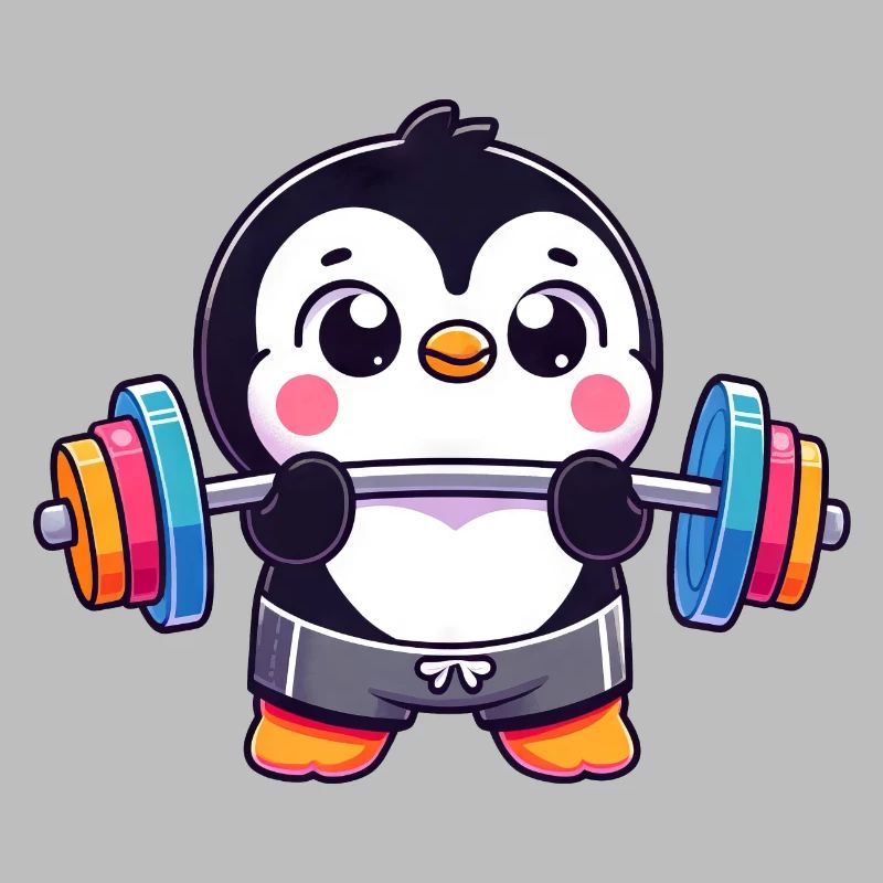 Bunter Pinguin Gewichtheber Workout