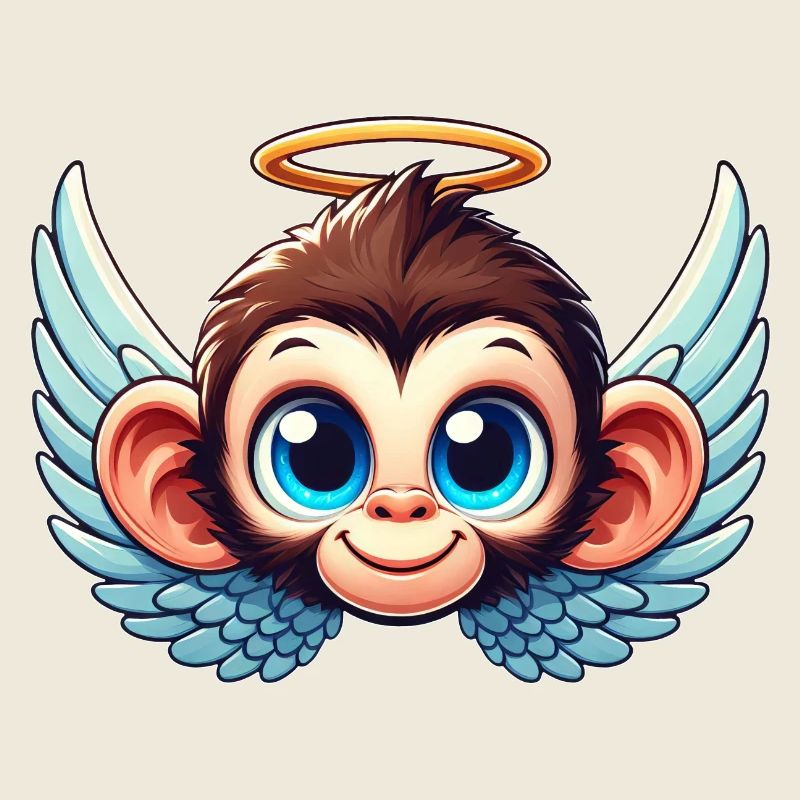 Singe Chimpanzé Dessin Animé Ailes D’ange