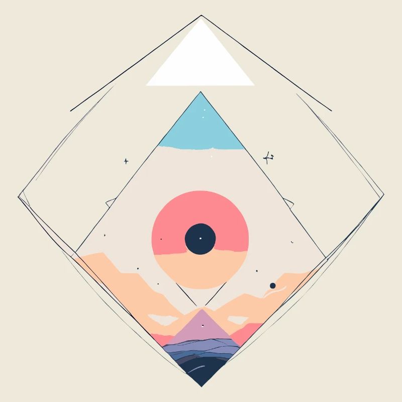 Abstract Geometric Sunset Scene