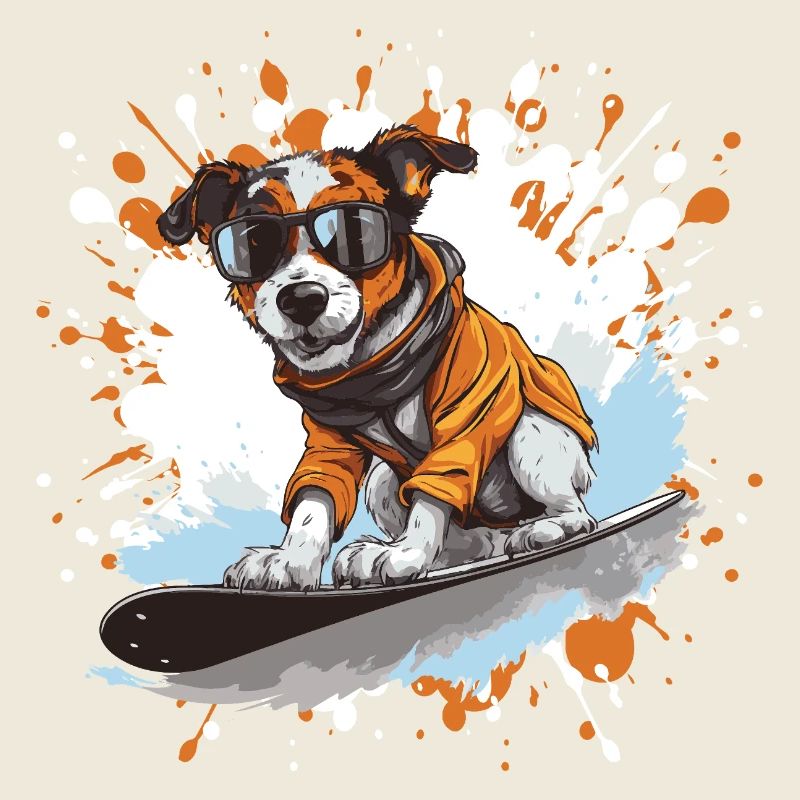 Jack Russel Terrier Hund Snowboard