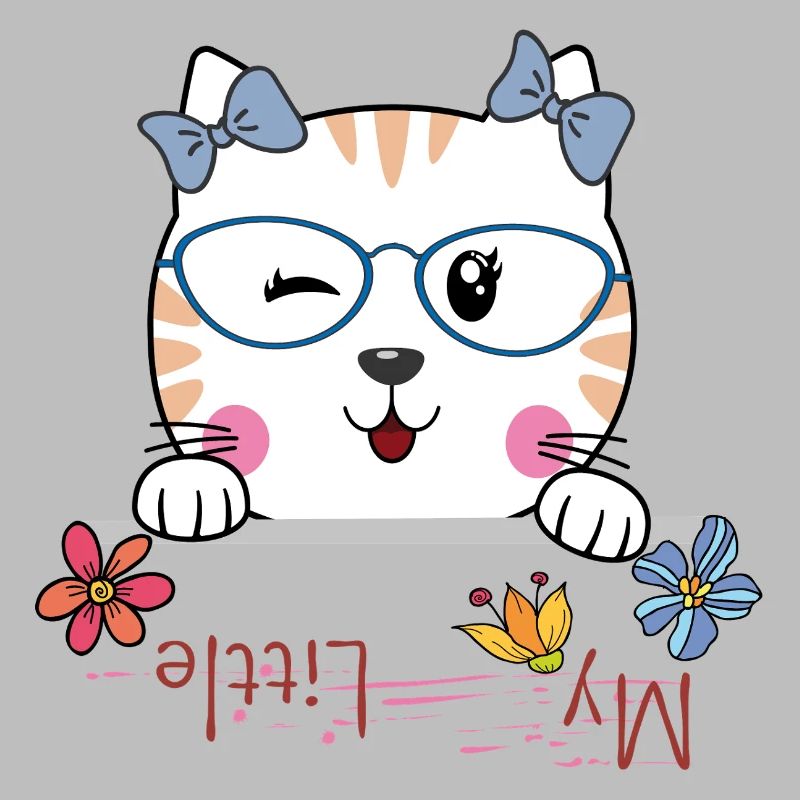 Katze mit Brille und Blumen