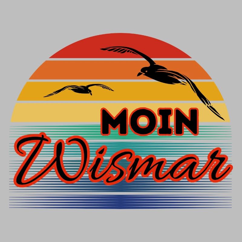 Moin Wismar mit Möwe im Retro Style