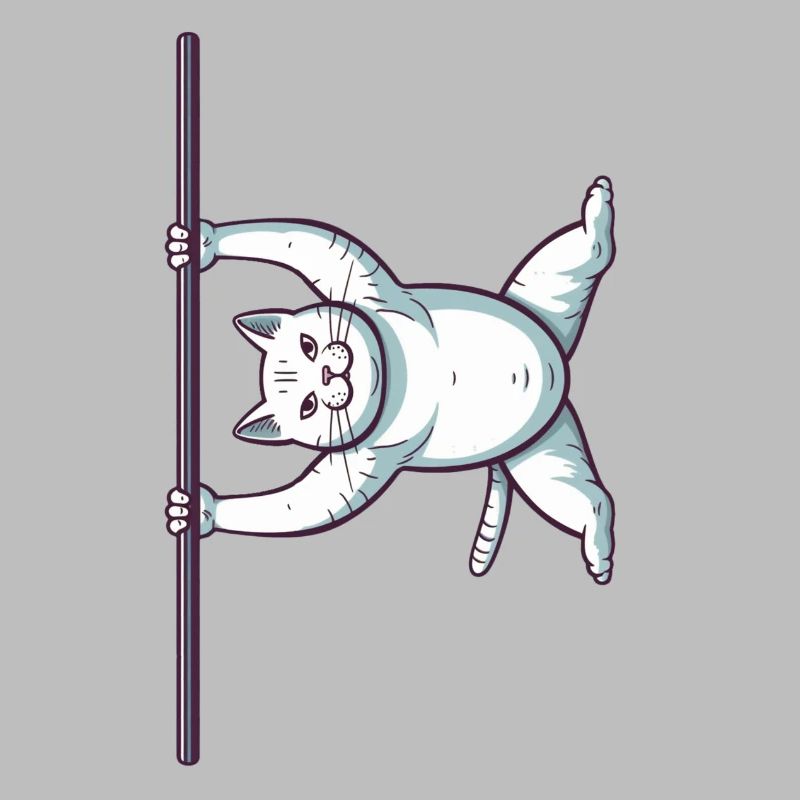 Weiße Comic Katze im Iron X