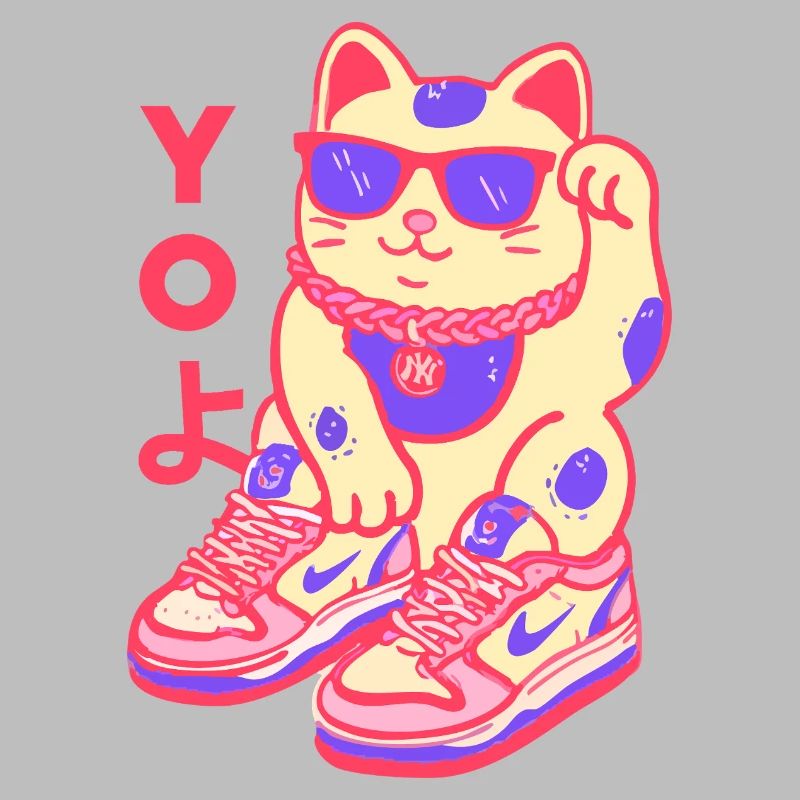 Chat basket néon Kawaii Maneki